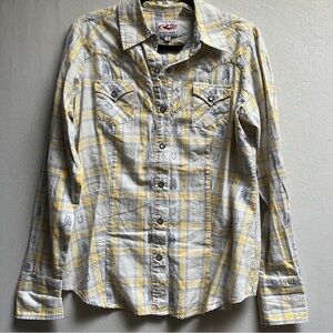 Roper Western Plaid Snap-Front Button Horse pattern Shirt Sz M